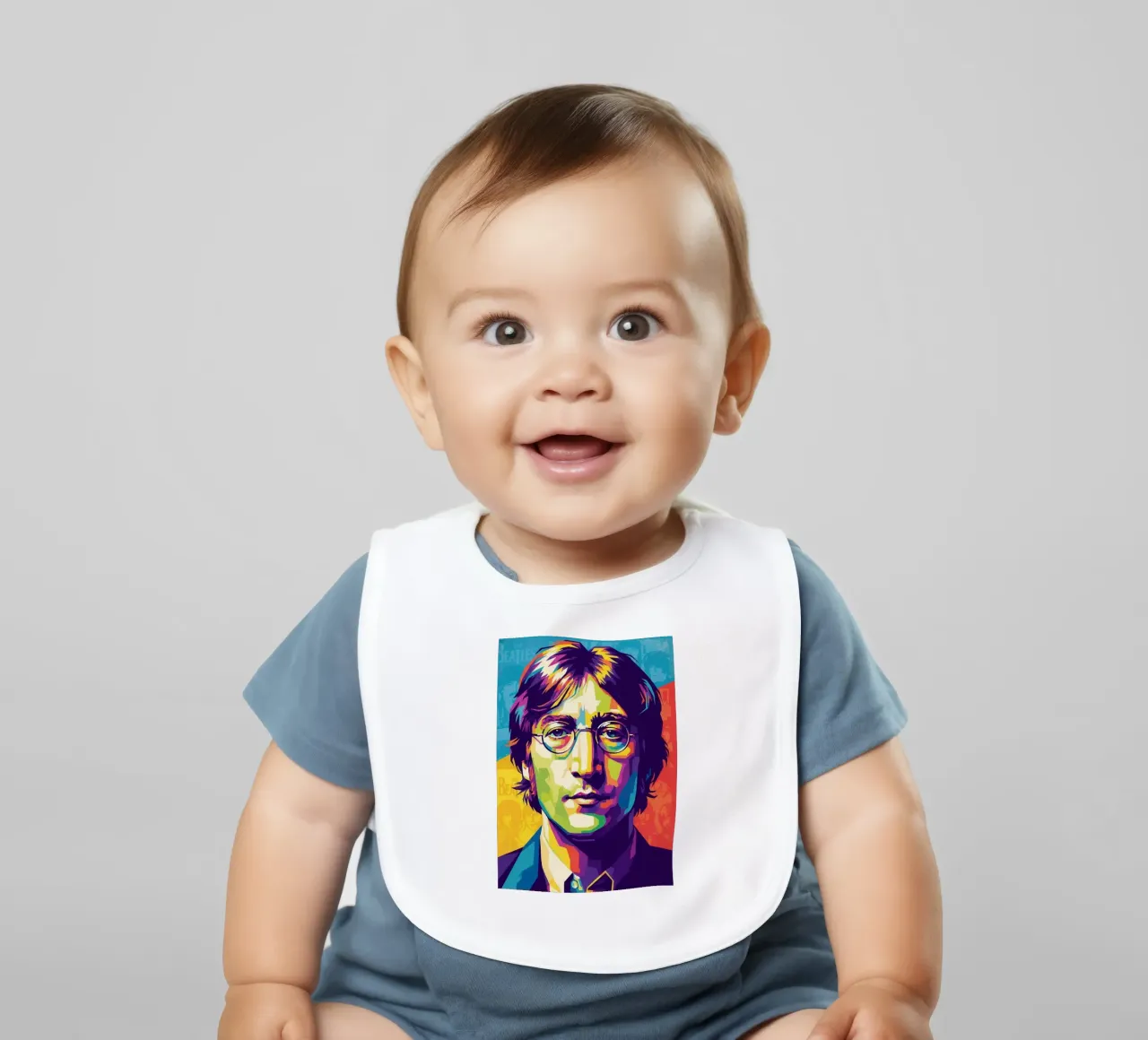 John Lennon colorato pop art bavaglino da Hantamrata