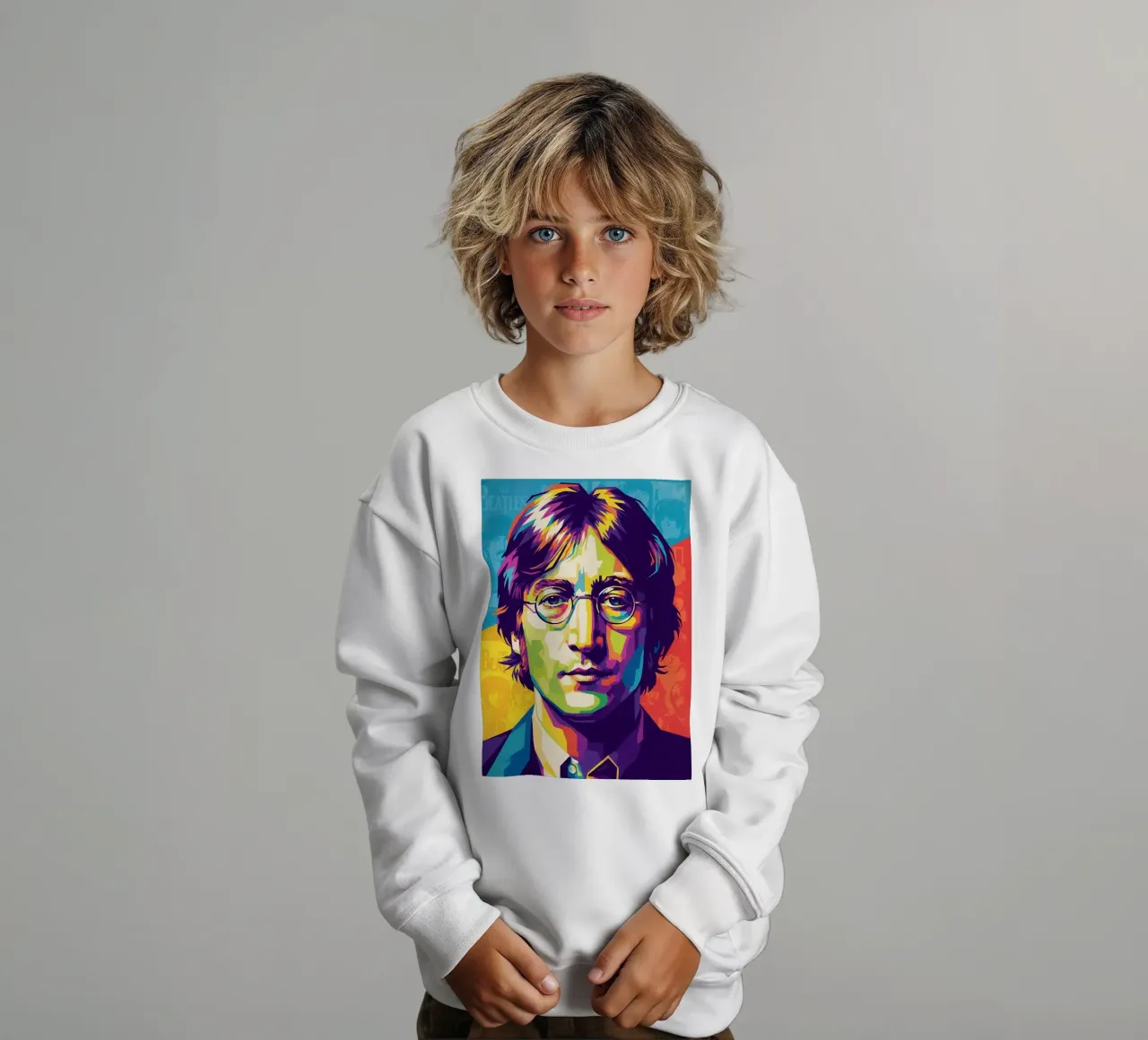 John Lennon colorato pop art felpa bambino da Hantamrata