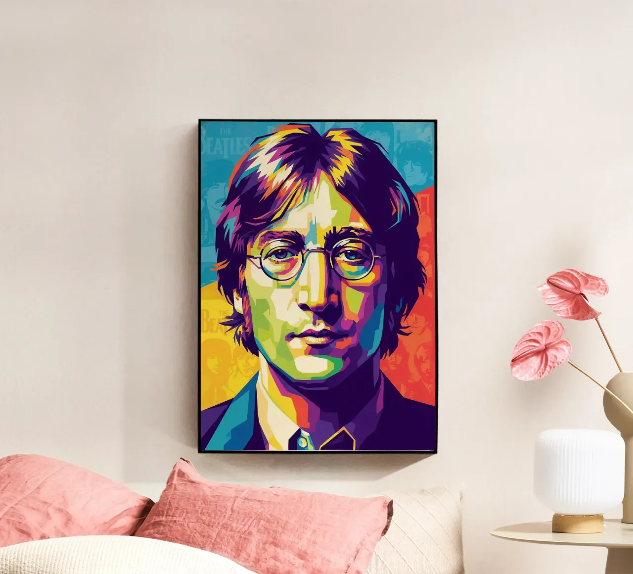 John Lennon colorato pop art plexiglass da Hantamrata