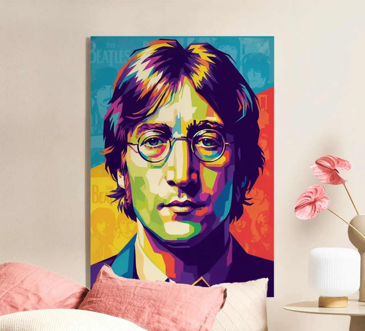 John Lennon colorato pop art plexiglass da Hantamrata