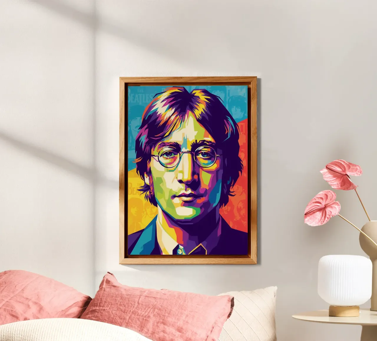John Lennon colorato pop art alluminio dibond da Hantamrata