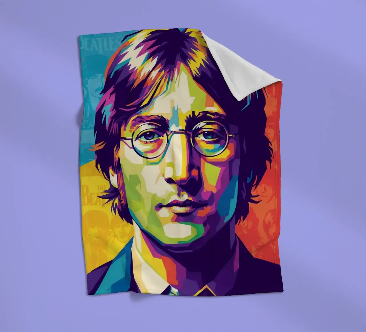 John Lennon colorato pop art coperta in pile da Hantamrata