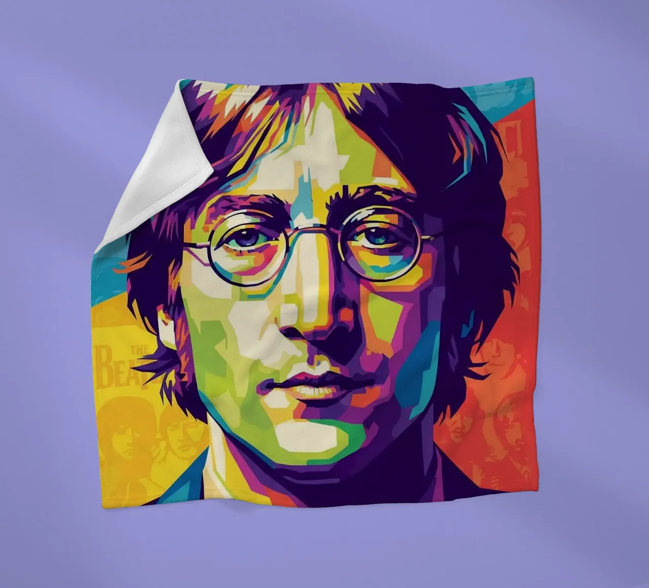 John Lennon colorato pop art coperta in pile da Hantamrata