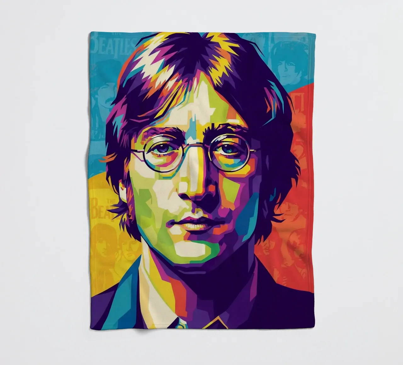 John Lennon colorato pop art coperta in pile da Hantamrata