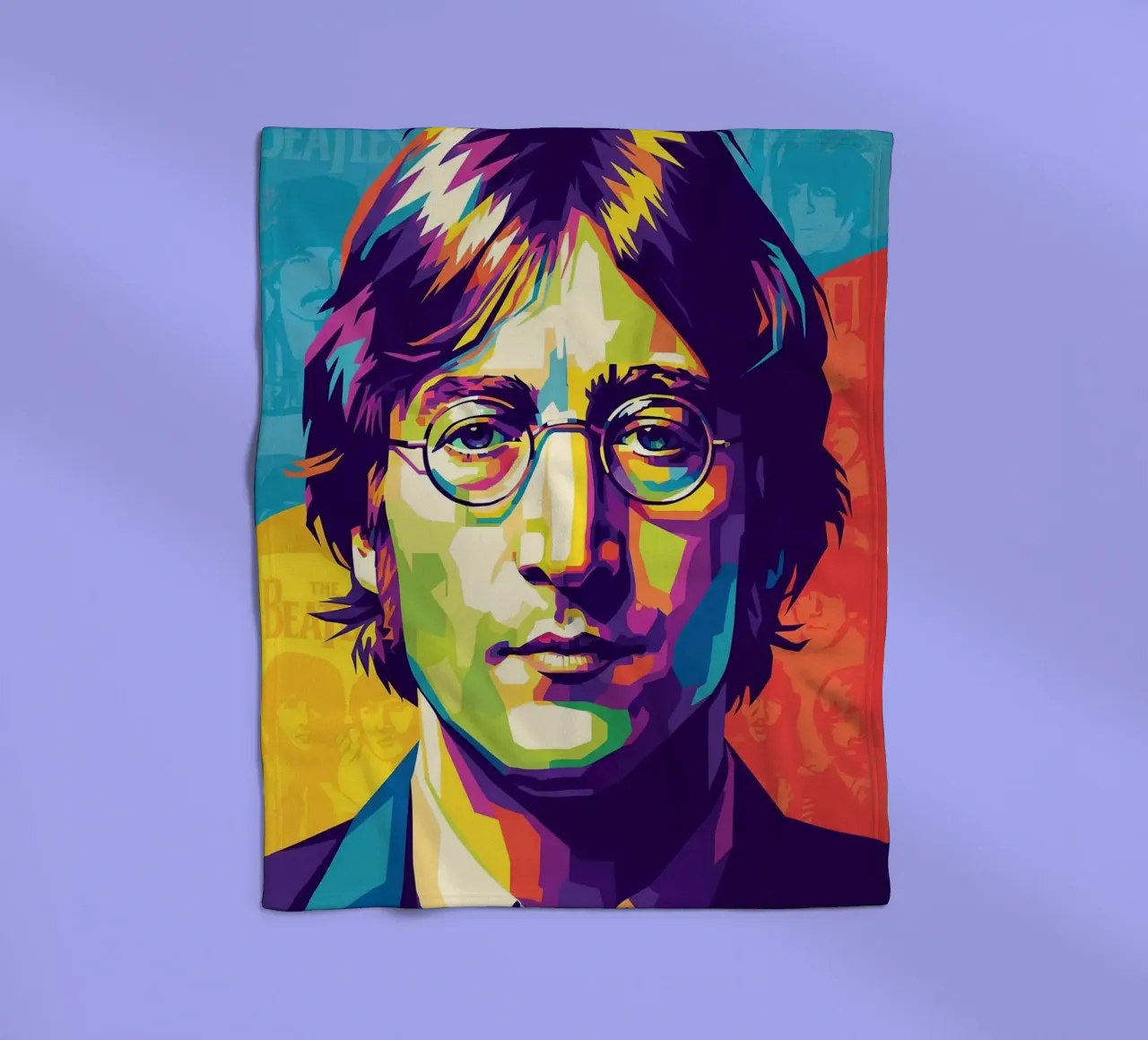 John Lennon colorato pop art coperta in pile da Hantamrata