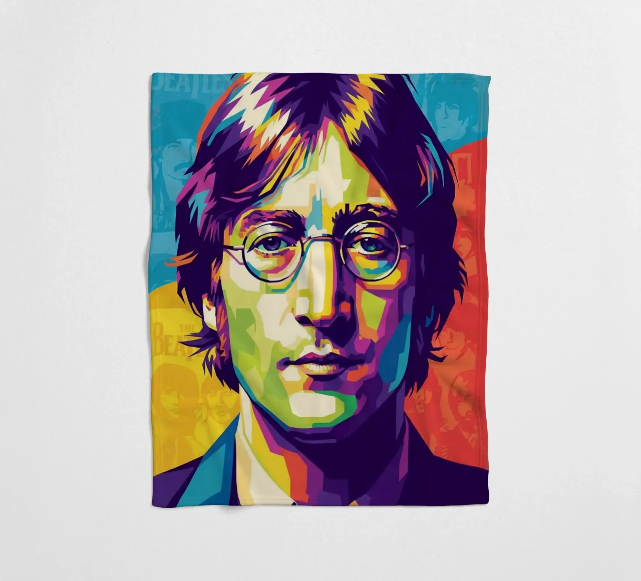 John Lennon colorato pop art coperta in pile da Hantamrata