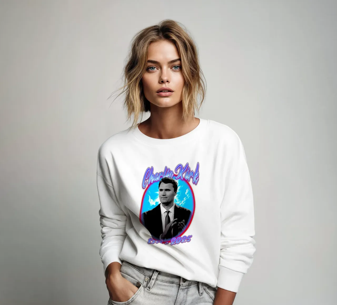 Charlie Kirk - Stile retrò felpa da grass.studio_