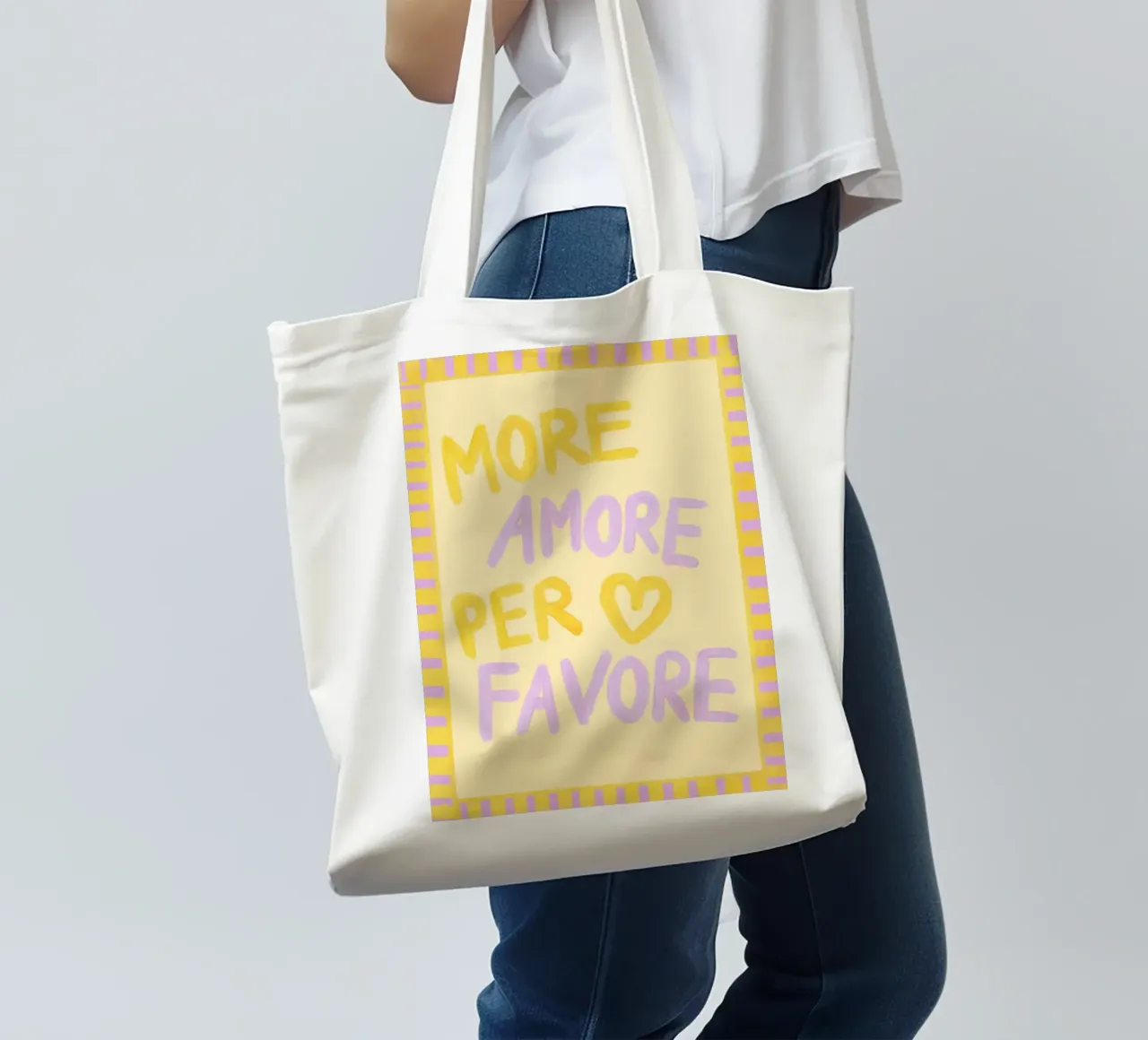 More Amore Per Favore II borsa in juta da Studio Dolci