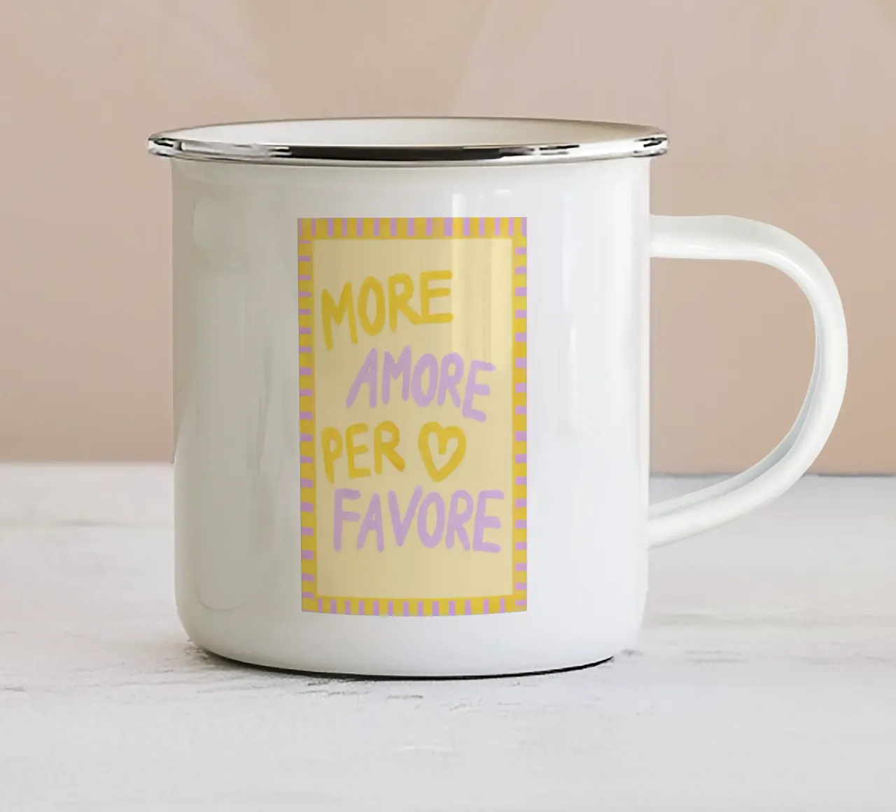 More Amore Per Favore II tazza in smalto da Studio Dolci