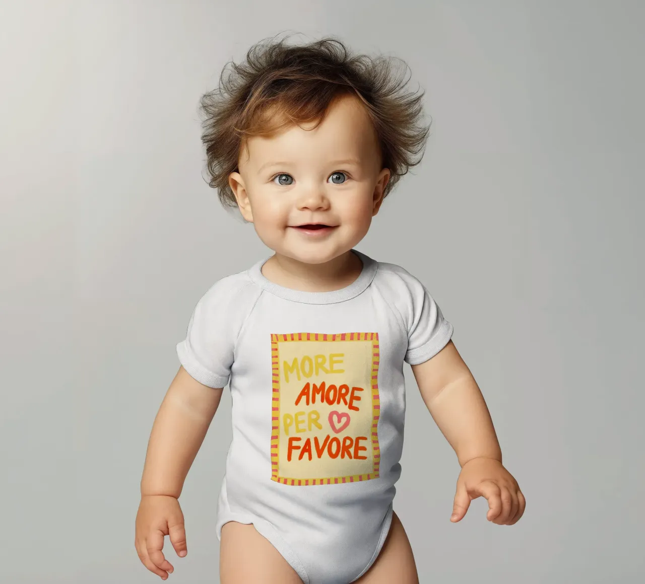 More Amore Per Favore III body neonato maniche corte da Studio Dolci