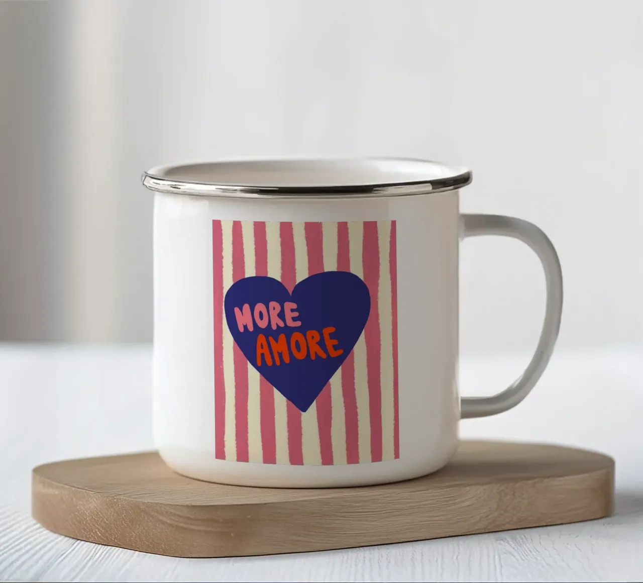 More Amore Pink Blau tazza in smalto da Studio Dolci