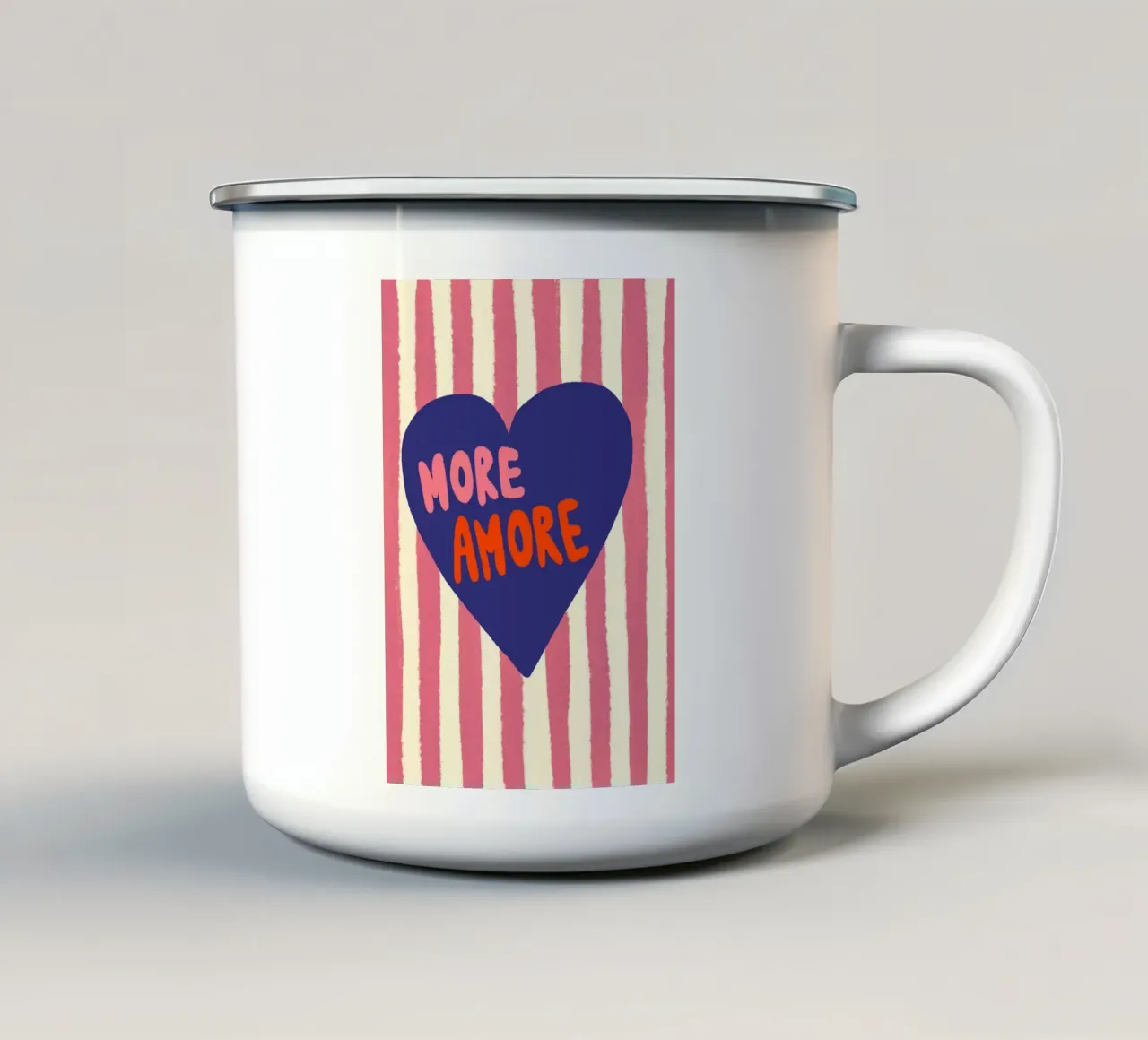 More Amore Pink Blau tazza in smalto da Studio Dolci
