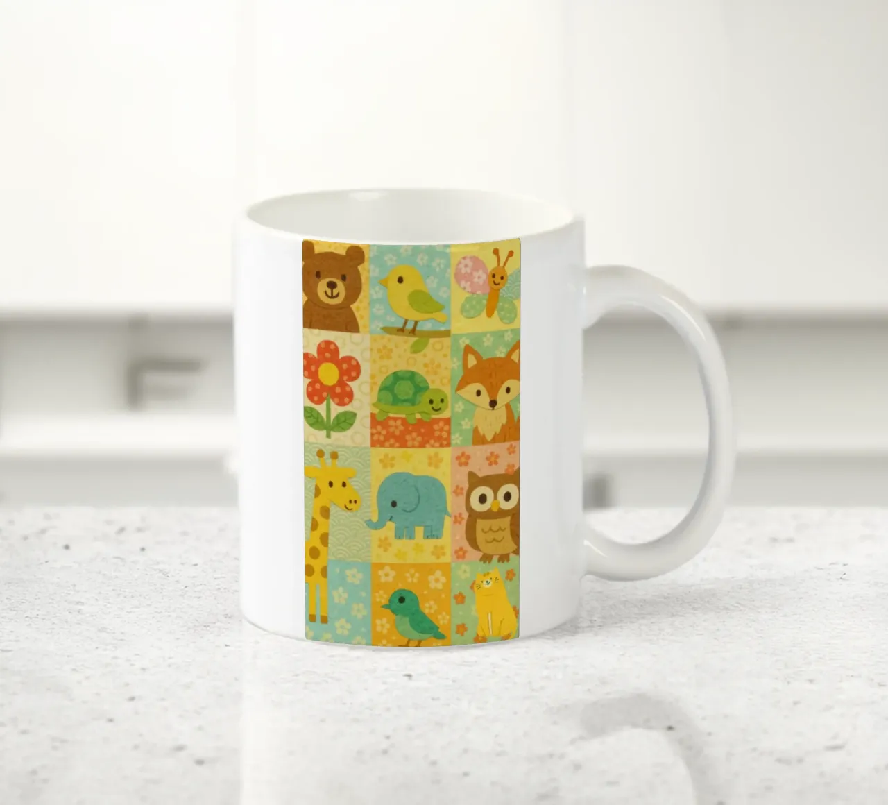 animal in square tazza in ceramica da beney