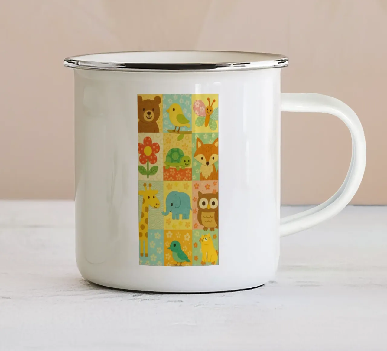 animal in square tazza in smalto da beney