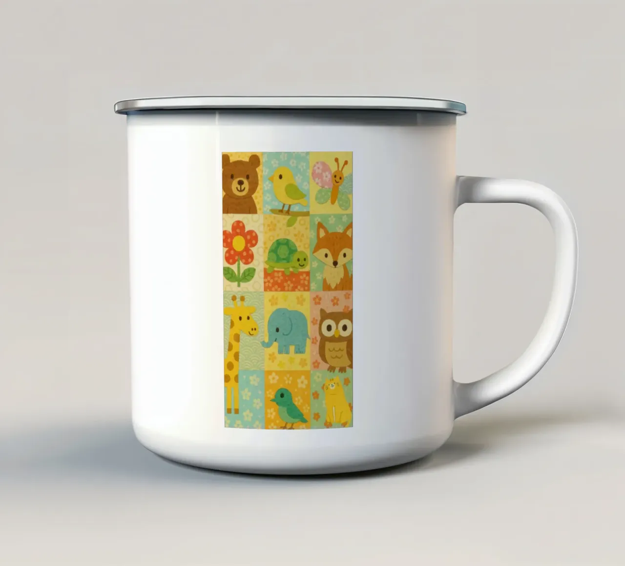 animal in square tazza in smalto da beney