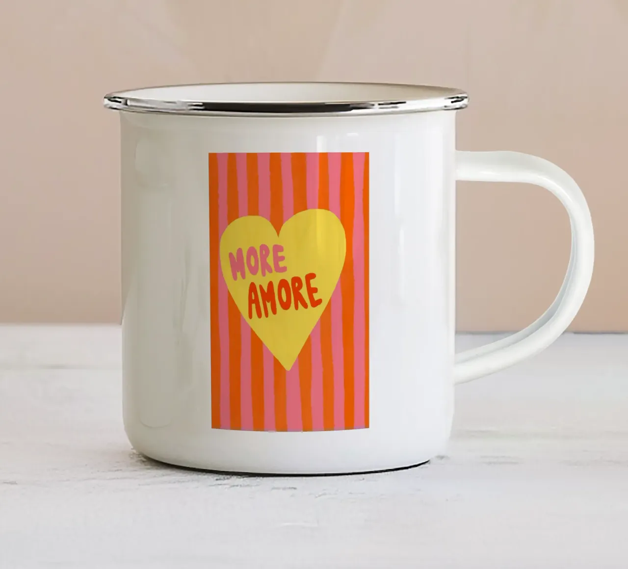 More Amore Pink Orange tazza in smalto da Studio Dolci