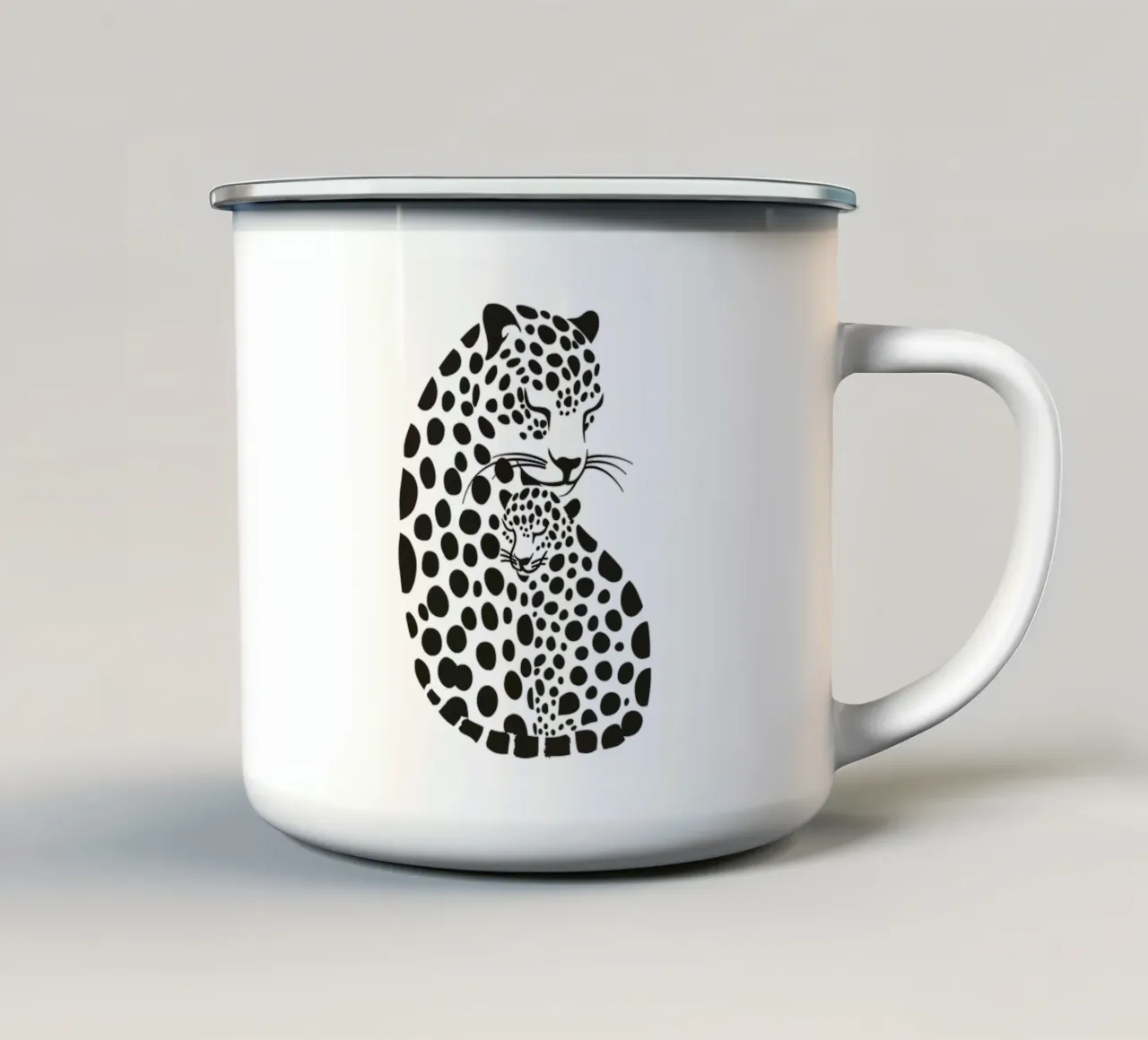 Madre leopardo con bambino tazza in smalto da Autofocus
