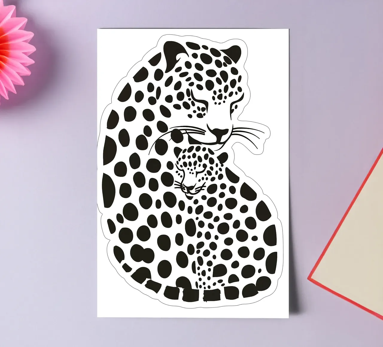 Madre leopardo con cría pack de pegatina de Autofocus