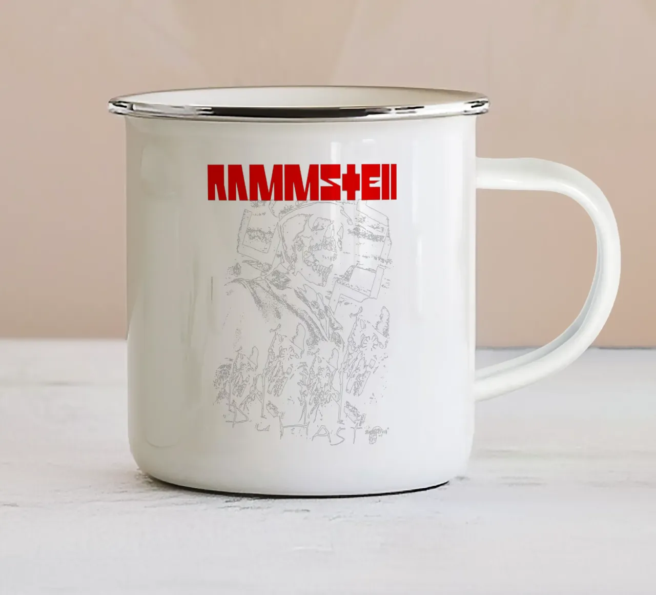 Skull Metal - Rammstein Gruppo rock tazza in smalto da eliouxence