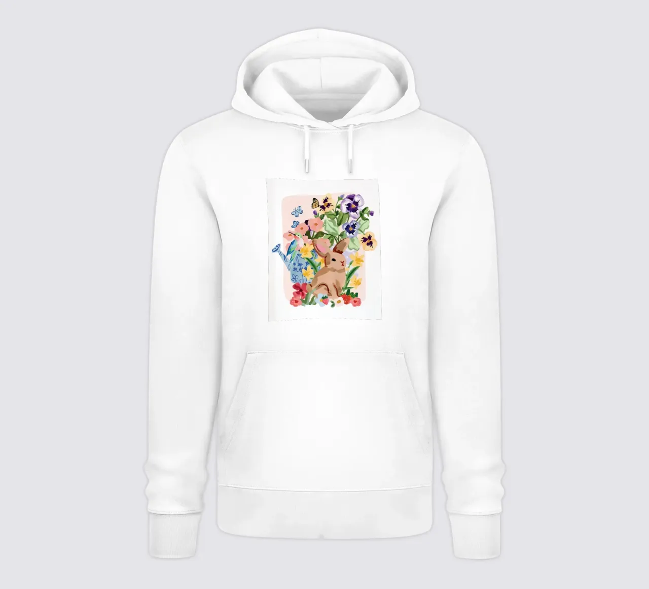 Coniglio e colibrì Primavera floreale felpa con cappuccio da janna shop