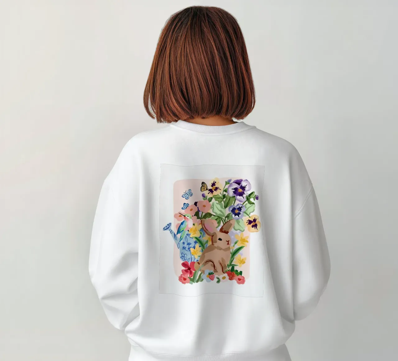 Coniglio e colibrì Primavera floreale felpa da janna shop