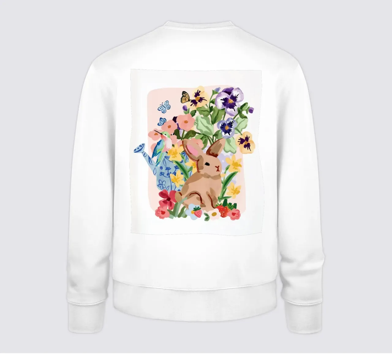 Coniglio e colibrì Primavera floreale felpa da janna shop