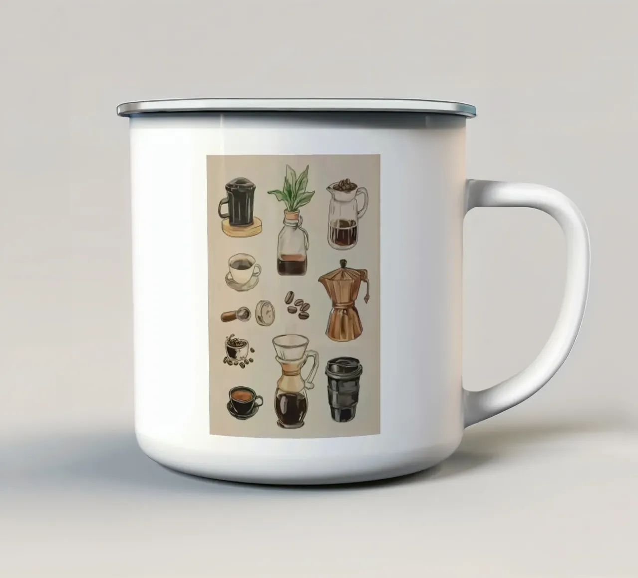 Carta del caffè retrò vintage tazza in smalto da janna shop