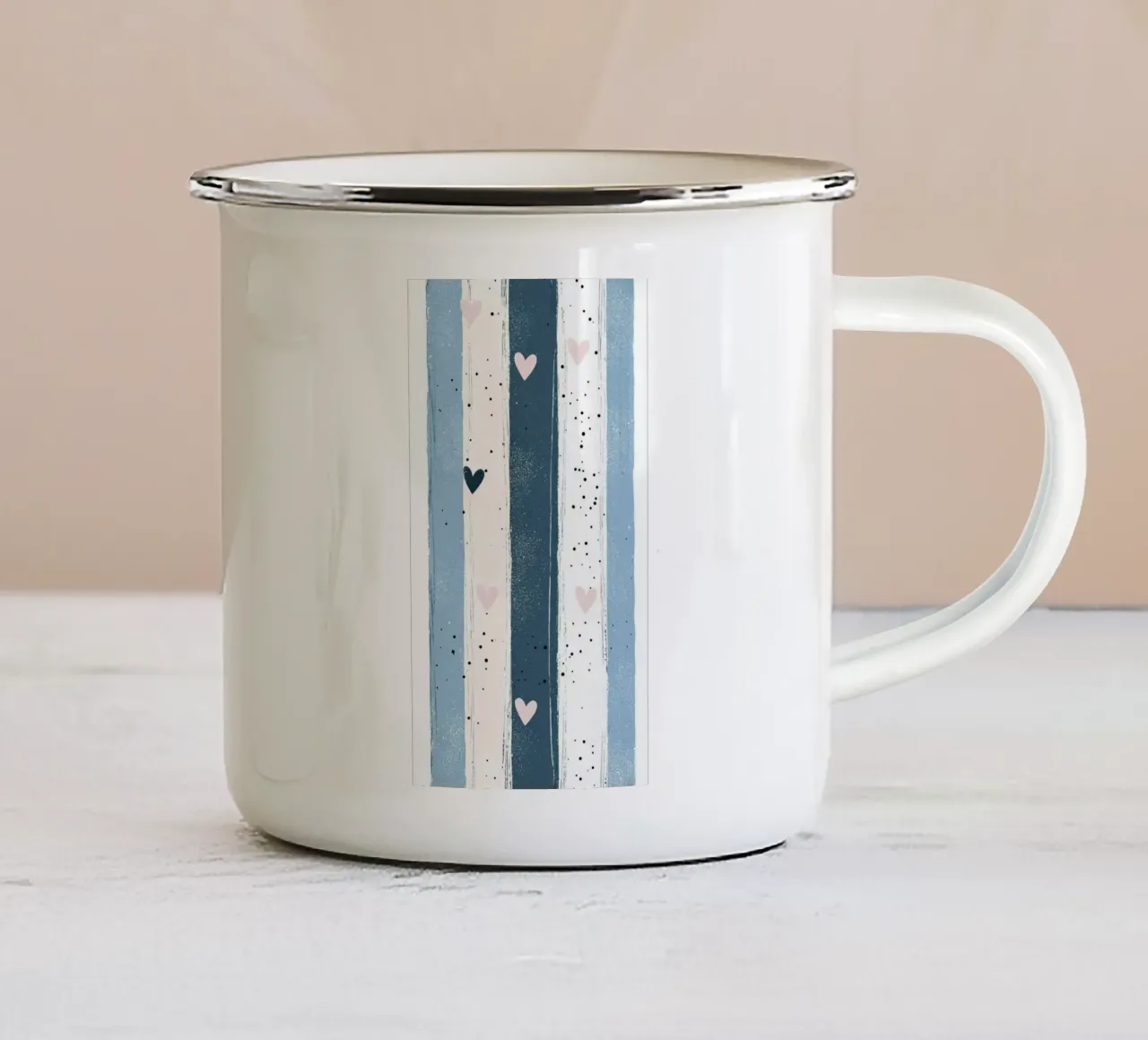 heart in striped color tazza in smalto da beney