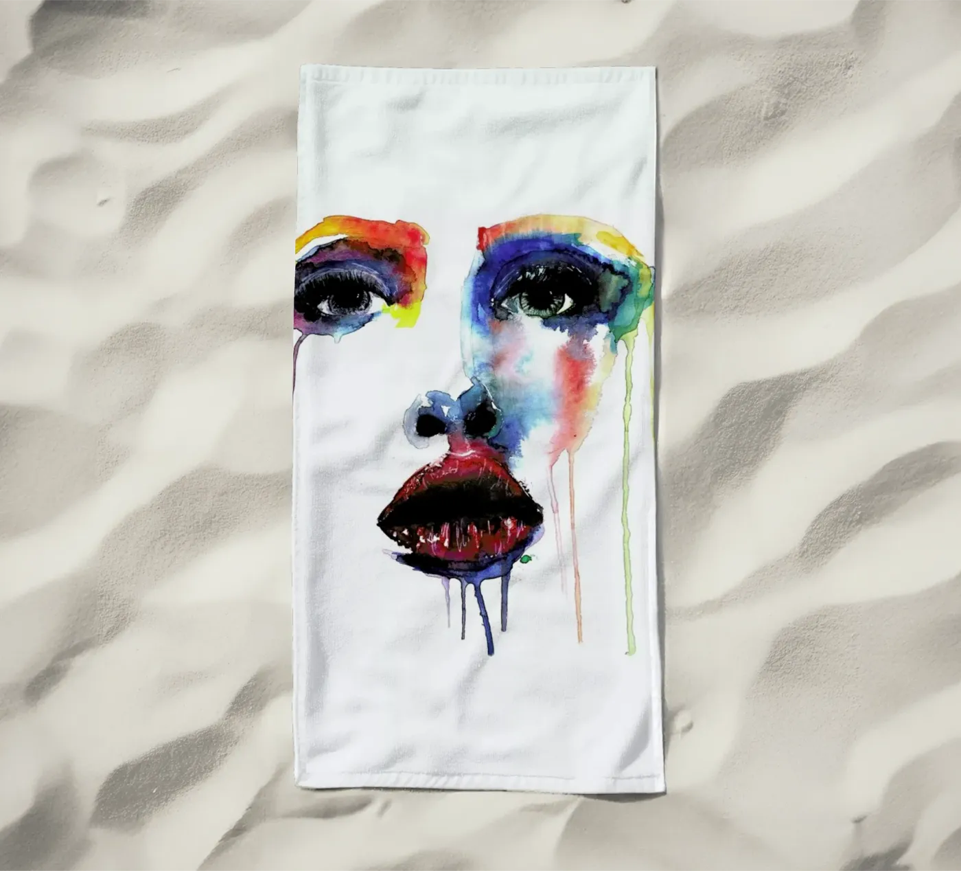 Crying Blue beach towel by Mathilde Olsen