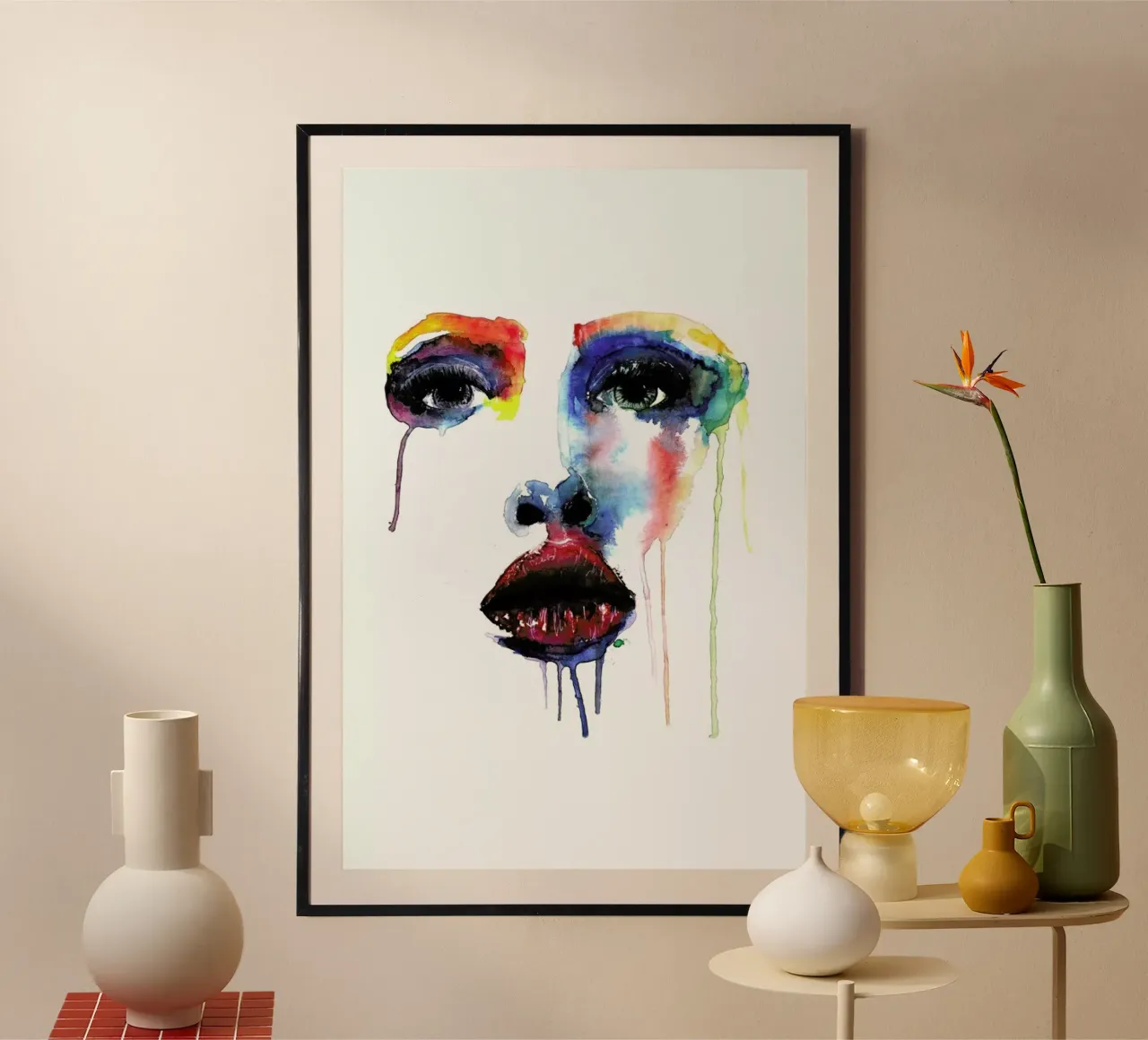 Crying Blue poster con telaio in legno da Mathilde Olsen