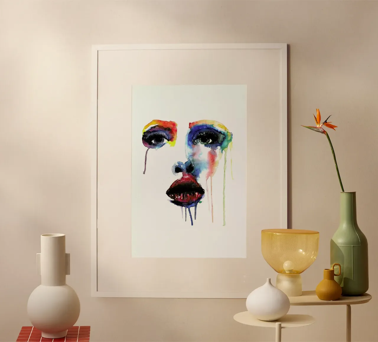 Crying Blue poster con telaio in legno da Mathilde Olsen