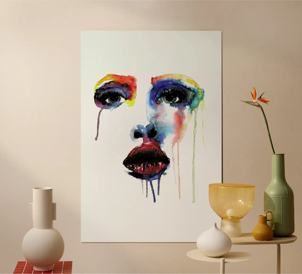 Crying Blue poster con telaio in legno da Mathilde Olsen