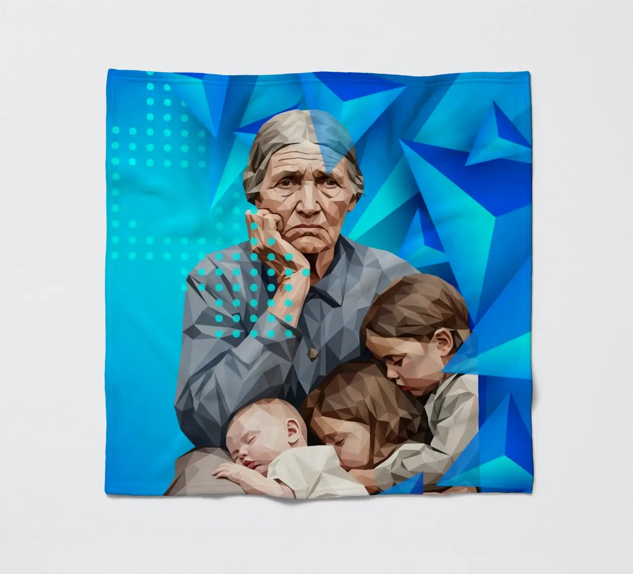 Madre migrante Lowpoly coperta in pile da Low Profile
