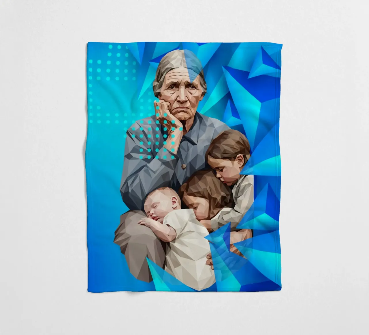 Madre migrante Lowpoly coperta in pile da Low Profile