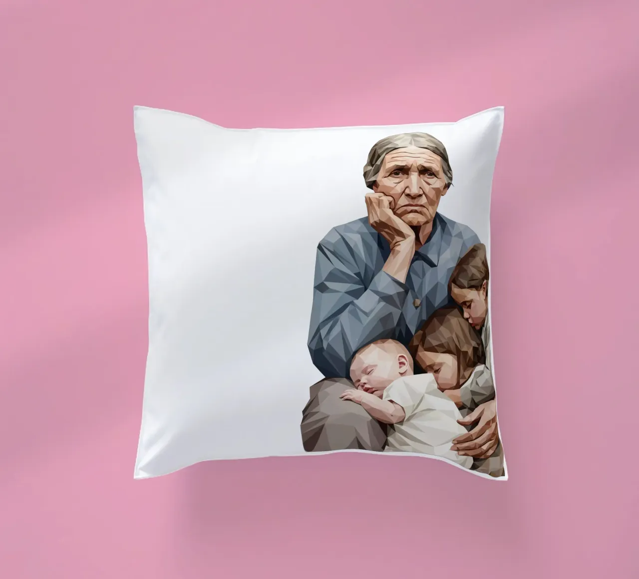 Madre migrante Lowpoly cuscino da Low Profile