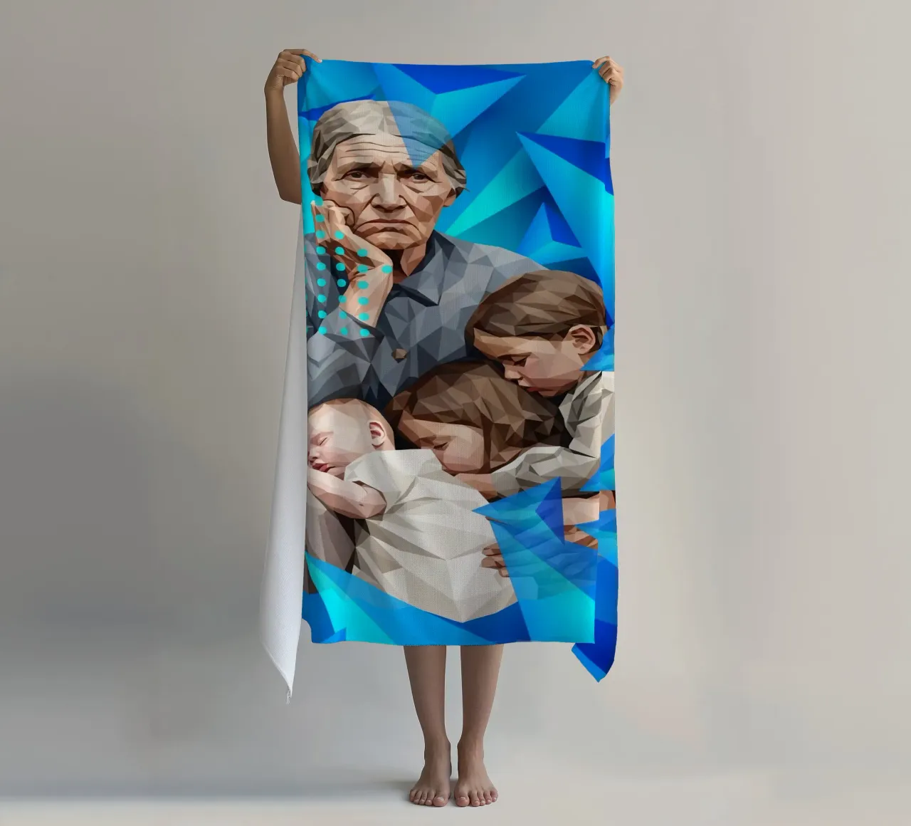 Madre migrante Lowpoly telo mare da Low Profile