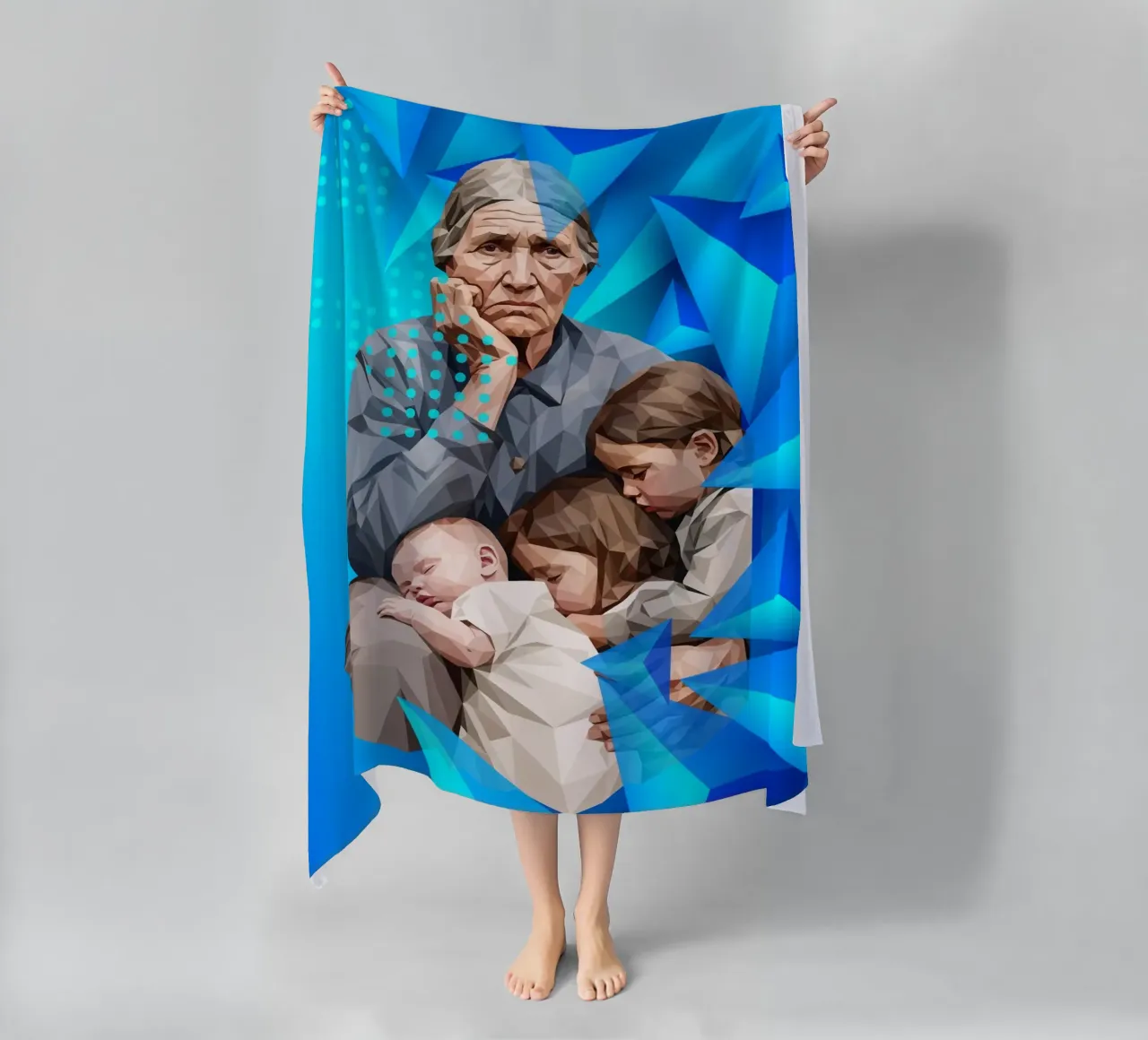Madre migrante Lowpoly telo mare da Low Profile