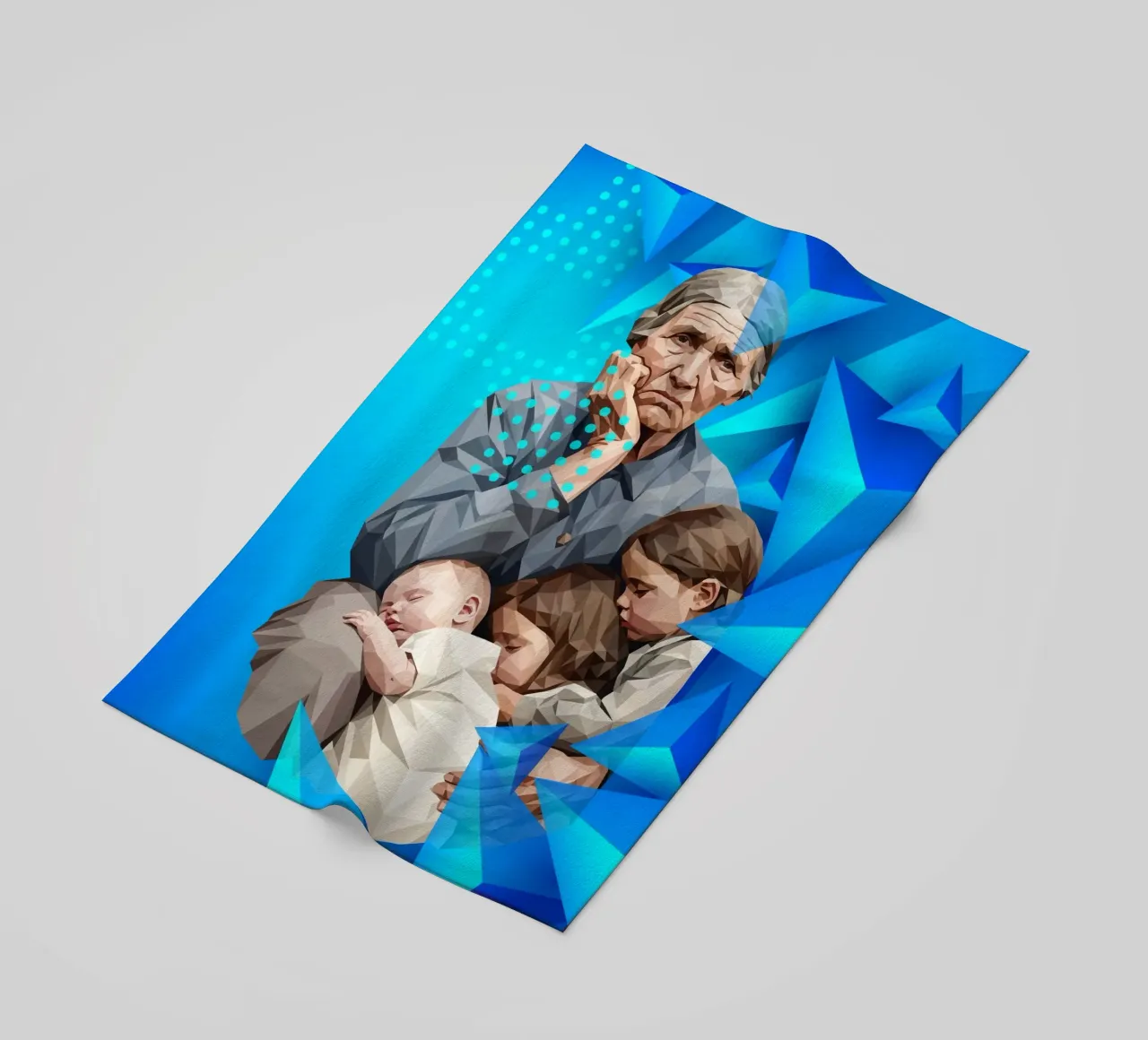Madre migrante Lowpoly telo mare da Low Profile