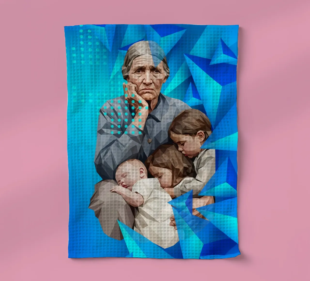 Madre migrante Lowpoly canovaccio da cucina da Low Profile