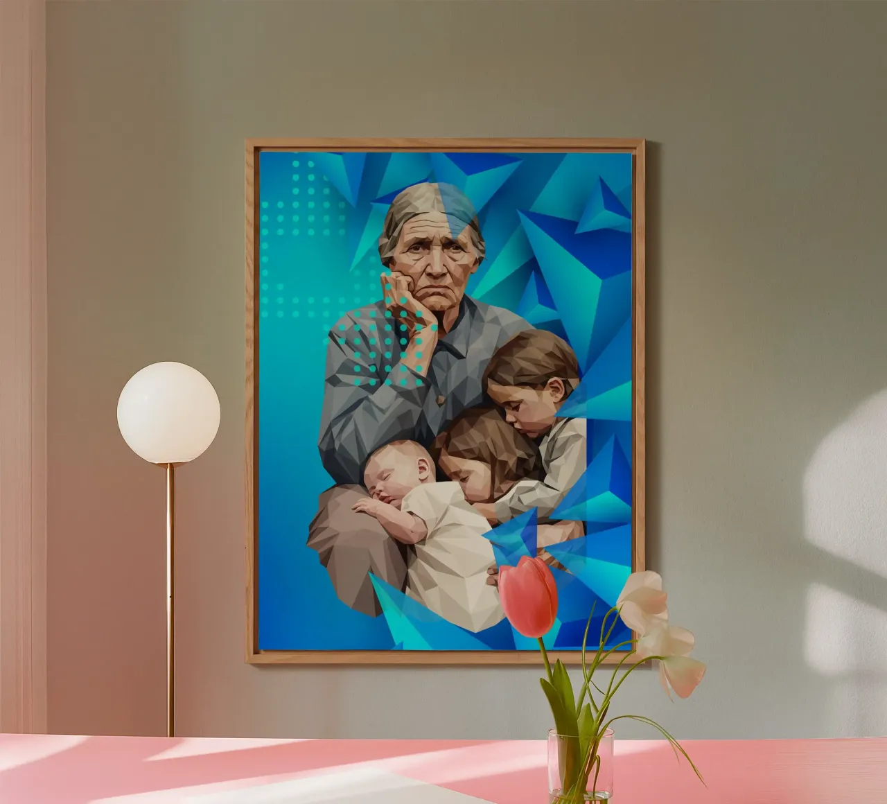 Madre migrante Lowpoly alluminio dibond da Low Profile