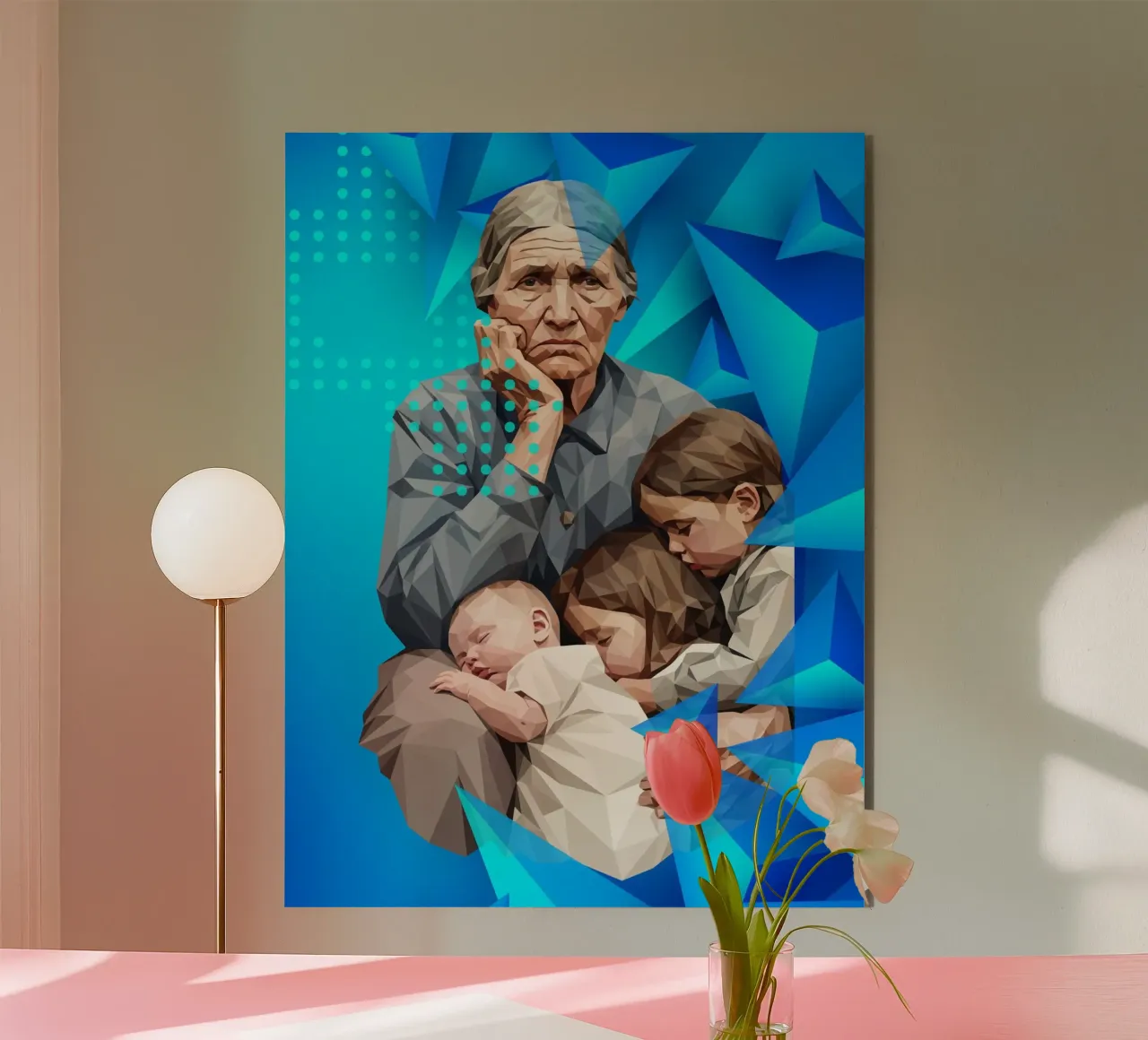 Madre migrante Lowpoly alluminio dibond da Low Profile