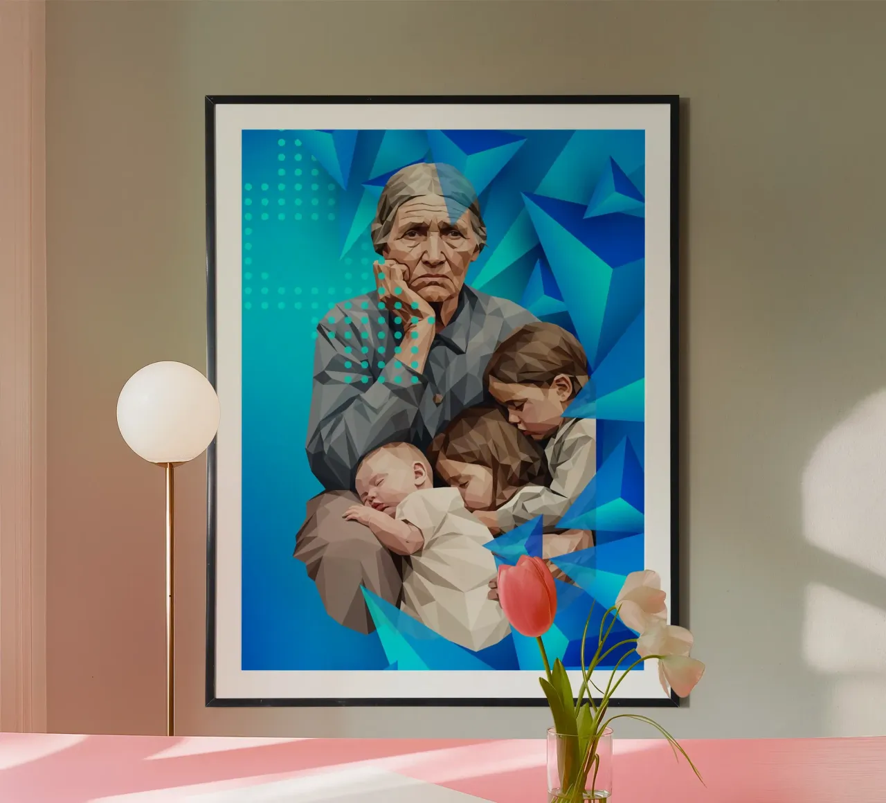 Madre migrante Lowpoly carta hahnemühle da Low Profile