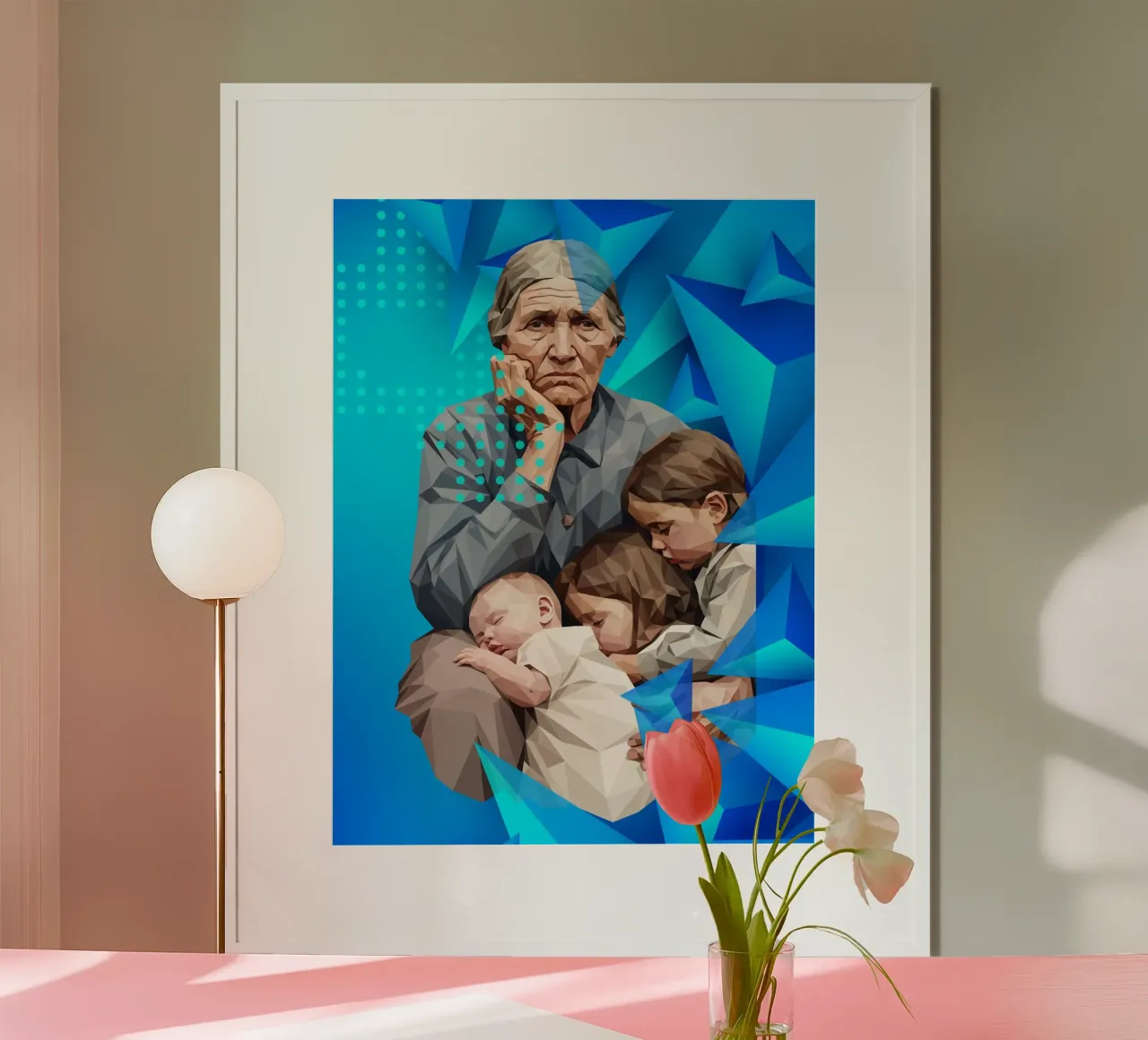 Madre migrante Lowpoly carta hahnemühle da Low Profile
