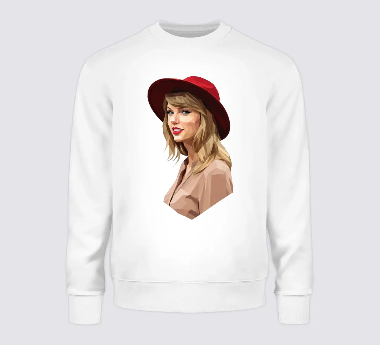 Taylor Swift mit rotem Hut Low Poly Sweatshirt von Low Profile