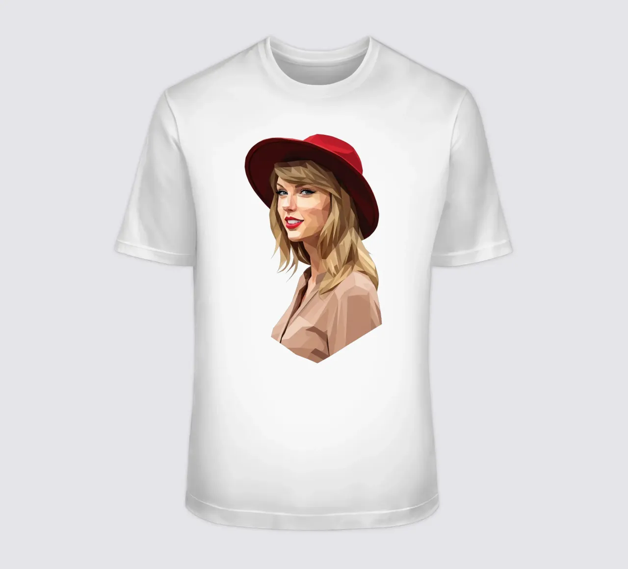Taylor Swift con cappello rosso Low poly t-shirt da Low Profile