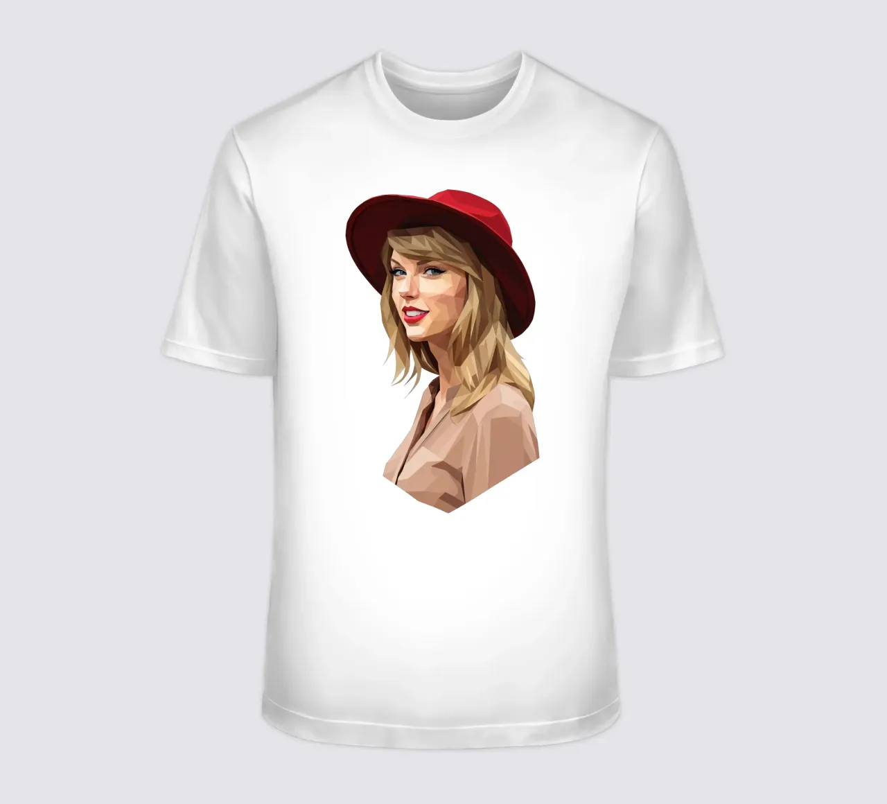 Taylor Swift con cappello rosso Low poly t-shirt da Low Profile