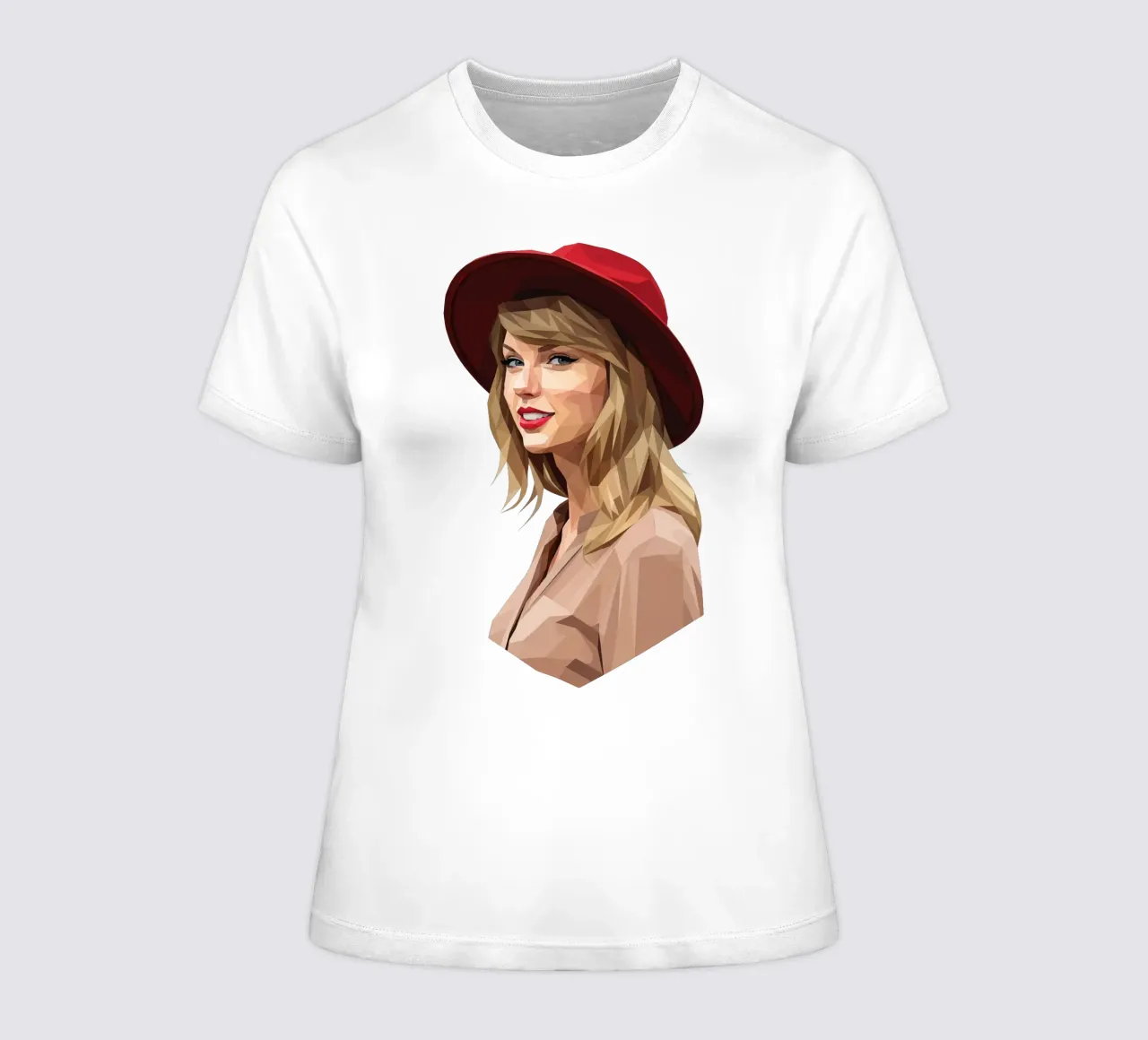 Taylor Swift con cappello rosso Low poly t-shirt da donna da Low Profile