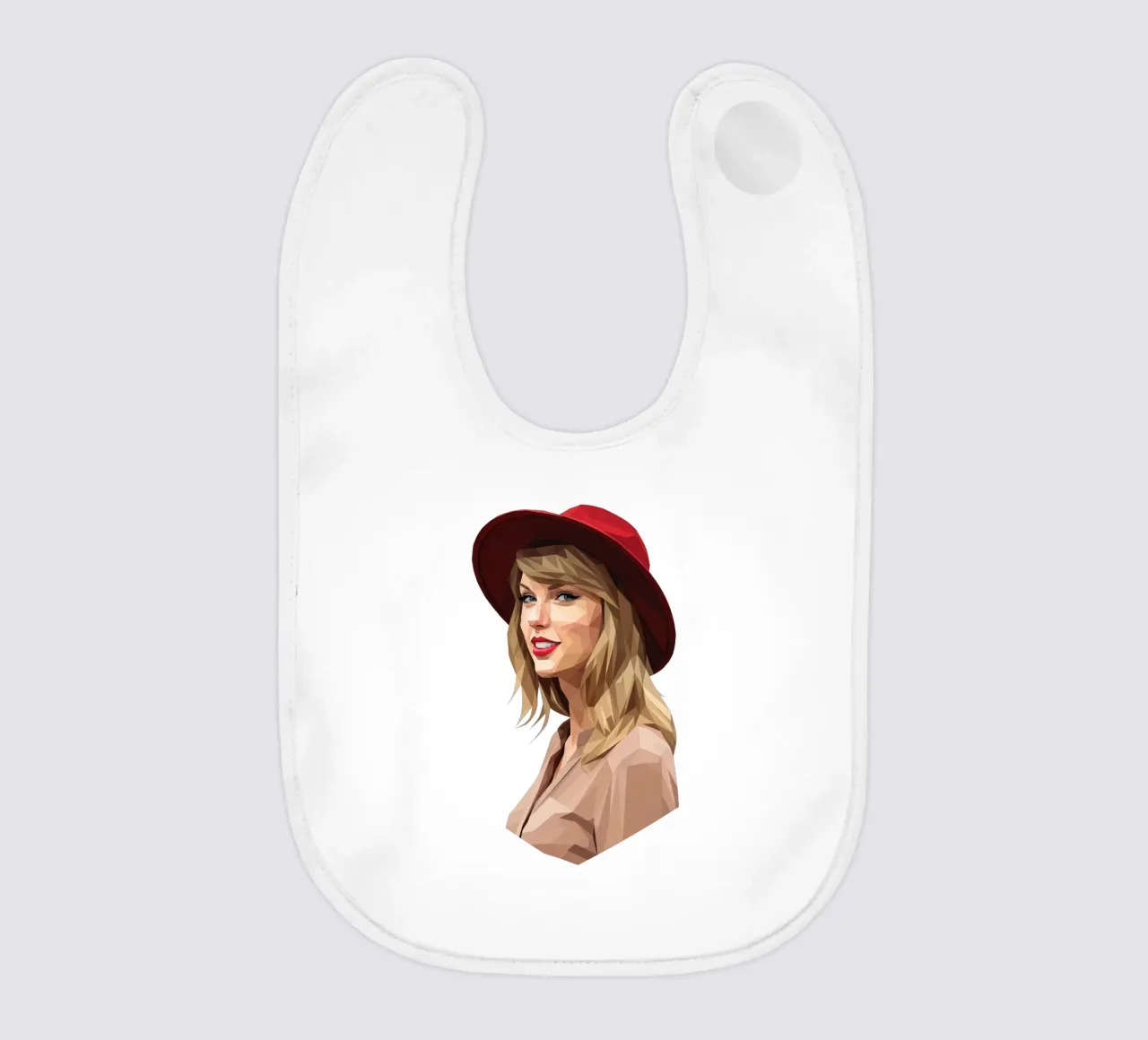 Taylor Swift mit rotem Hut Low Poly Babylätzchen von Low Profile