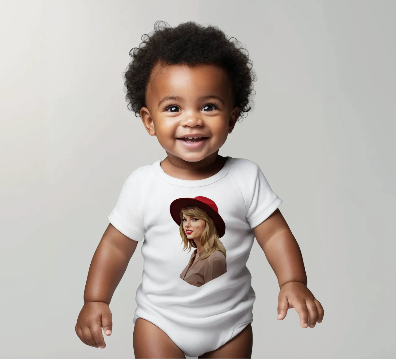 Taylor Swift mit rotem Hut Low Poly Kurzarm Babybody von Low Profile