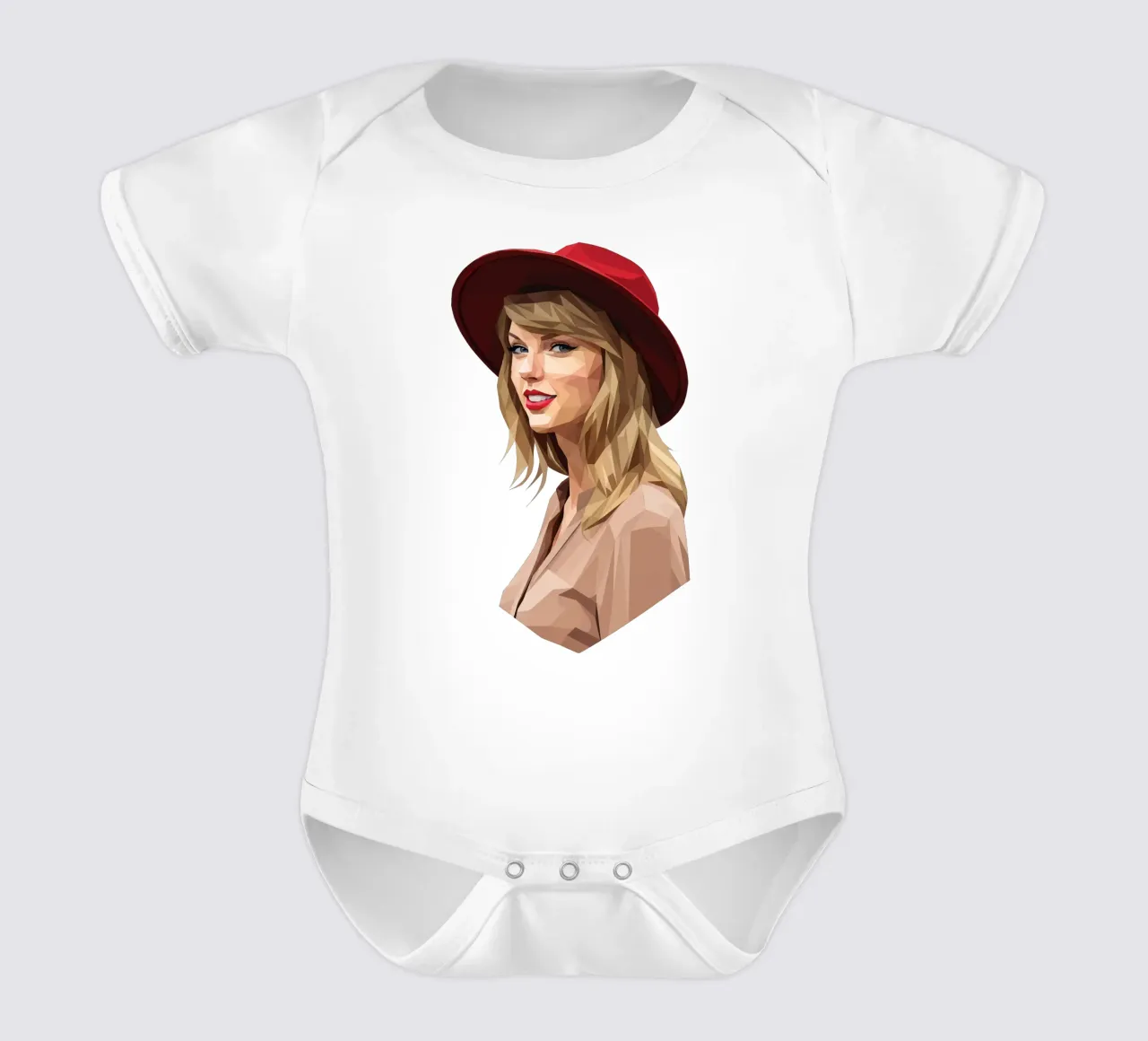 Taylor Swift mit rotem Hut Low Poly Kurzarm Babybody von Low Profile